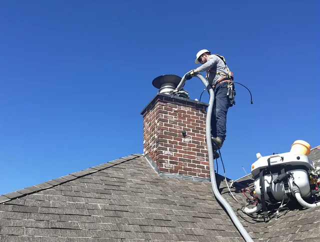 Dedicated Downey Chimney Sweep team member cleaning a chimney in Downey, CA