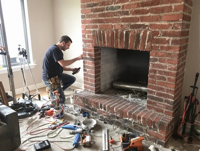 Downey Chimney Sweep specialist finalizing chimney liner service in Downey, CA