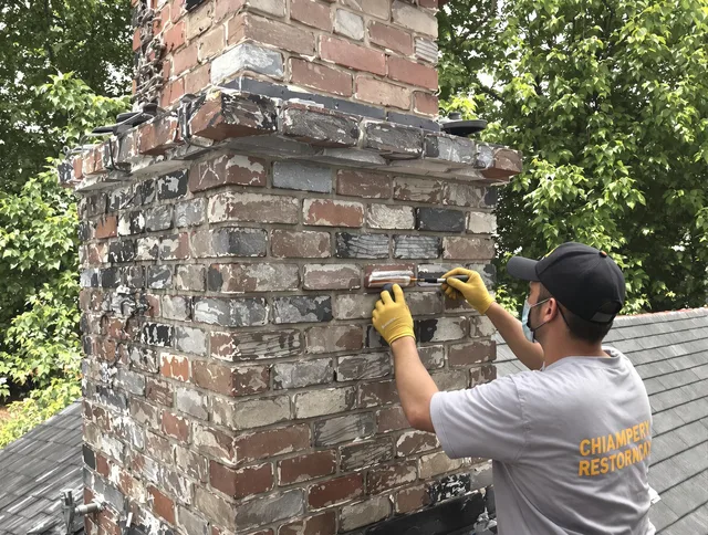 In-progress chimney restoration by Downey Chimney Sweep in Downey, CA