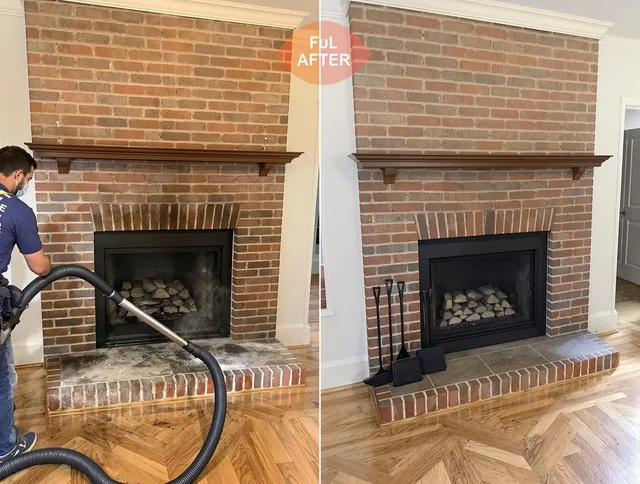 Downey Chimney Sweep carefully sanitizing a fireplace in Downey, CA