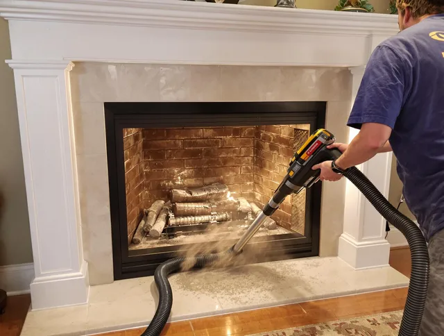 Fireplace cleaning performed by Downey Chimney Sweep in Downey, CA