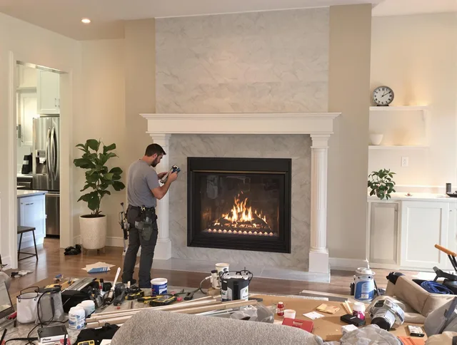Newly installed fireplace by Downey Chimney Sweep in Downey, CA
